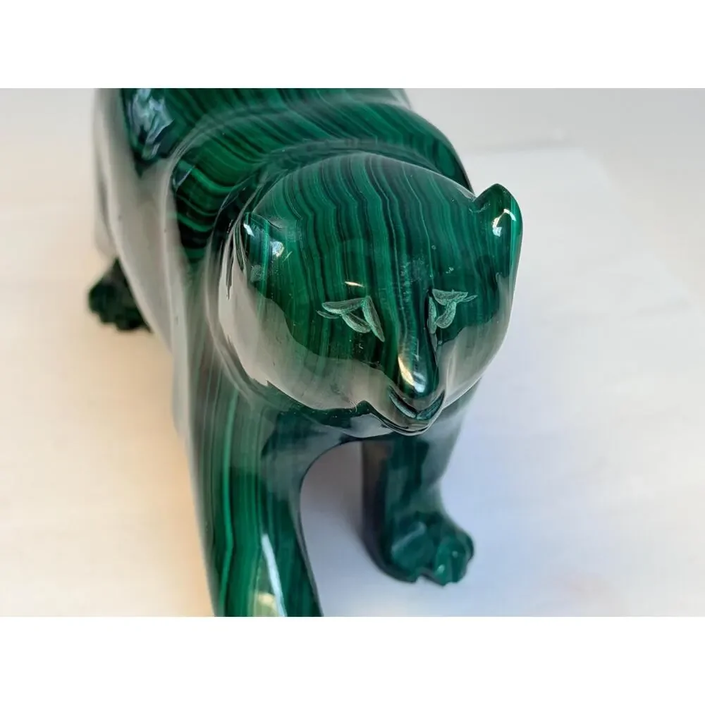 Super Large Malachite Bear Figurine | Green Carved Stone Crystal, Statue, Zaire