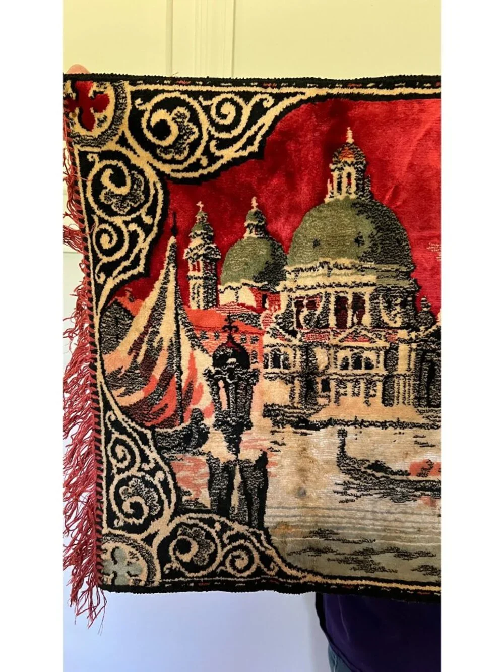 Venice-Inspired Vintage Woven Wall Tapestry With Bold Vibrant Colors