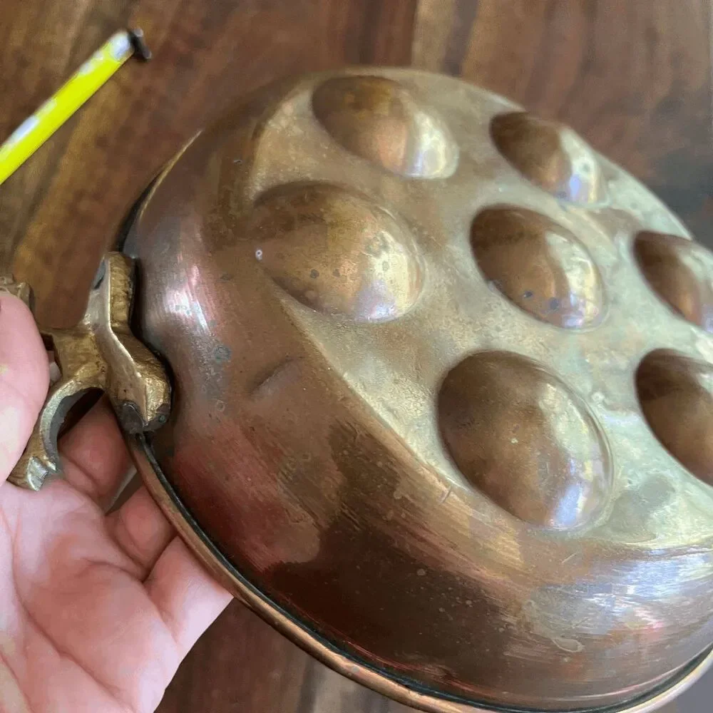 French Country Copper Escargot Pan VTG Rustic Cottage Decor Egg