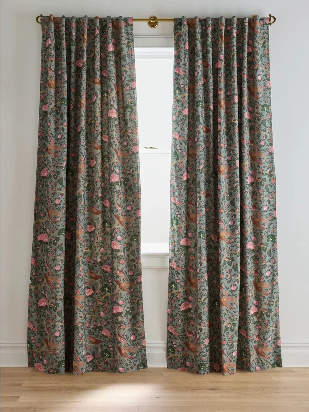 Anthropologie Wren Cotton Bird Print Blackout Curtain, 50x96