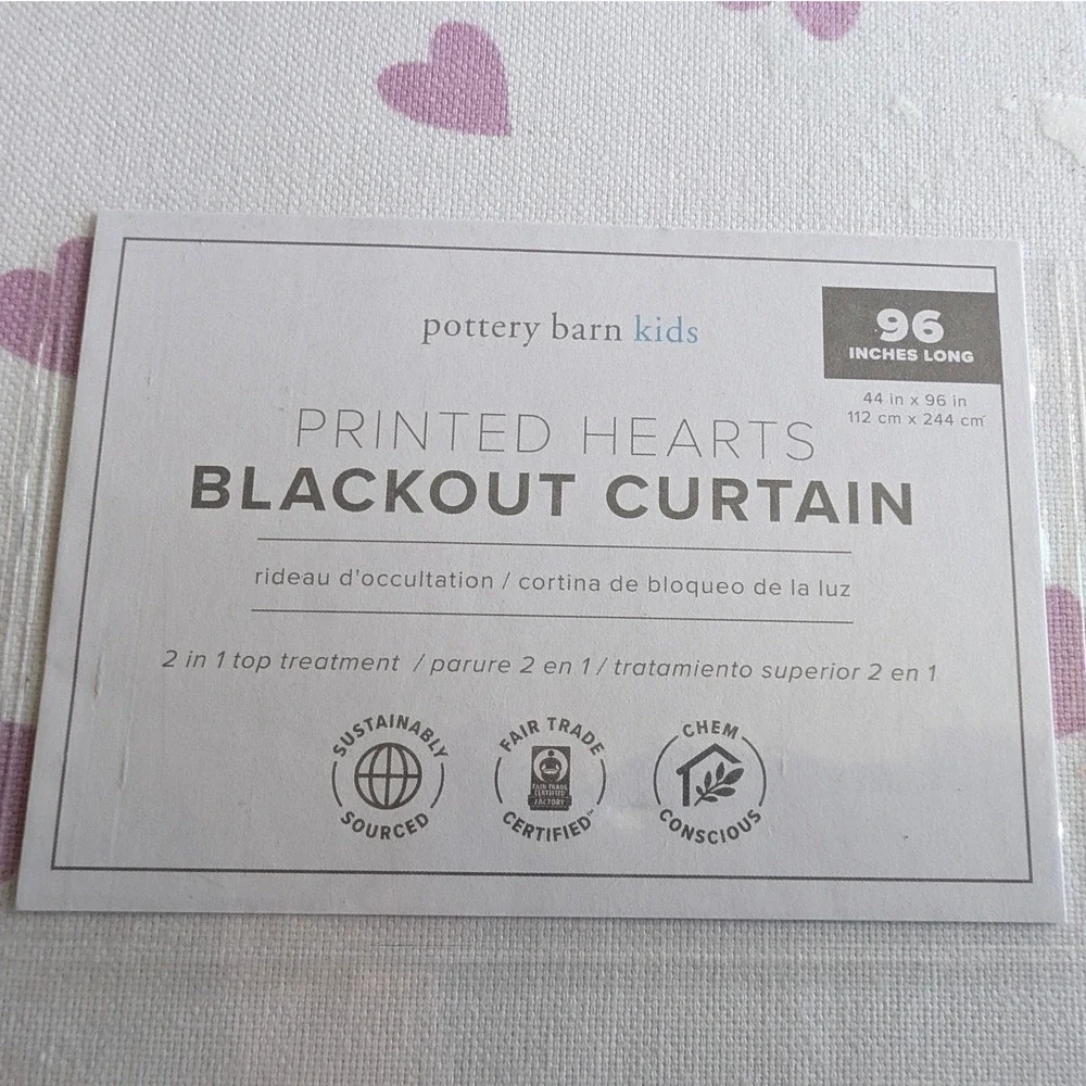 Pottery Barn Kids Printed Hearts‎ Blackout Curtain 96