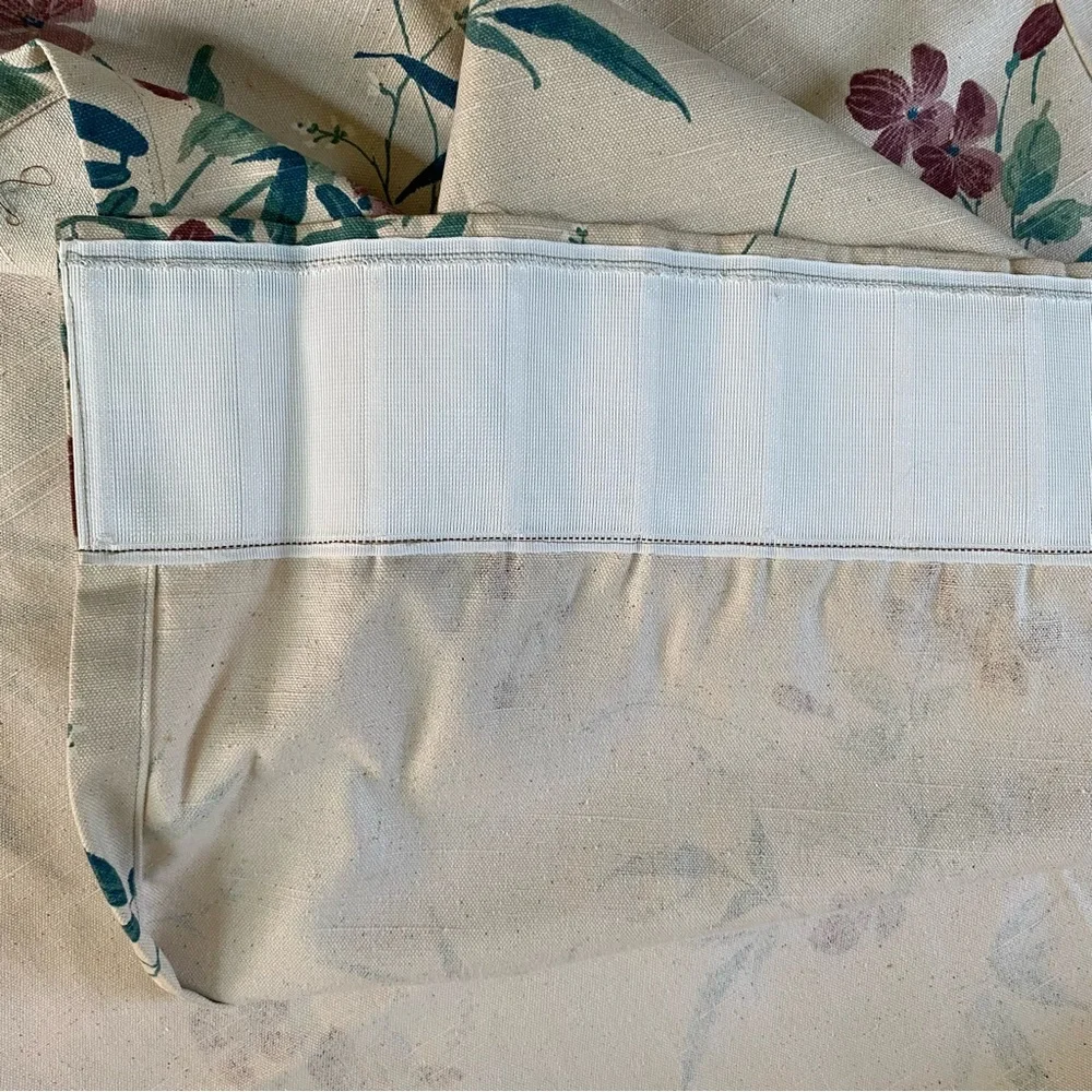 Vintage Floral Drapery Curtain Panel Screen Print 75”x80”