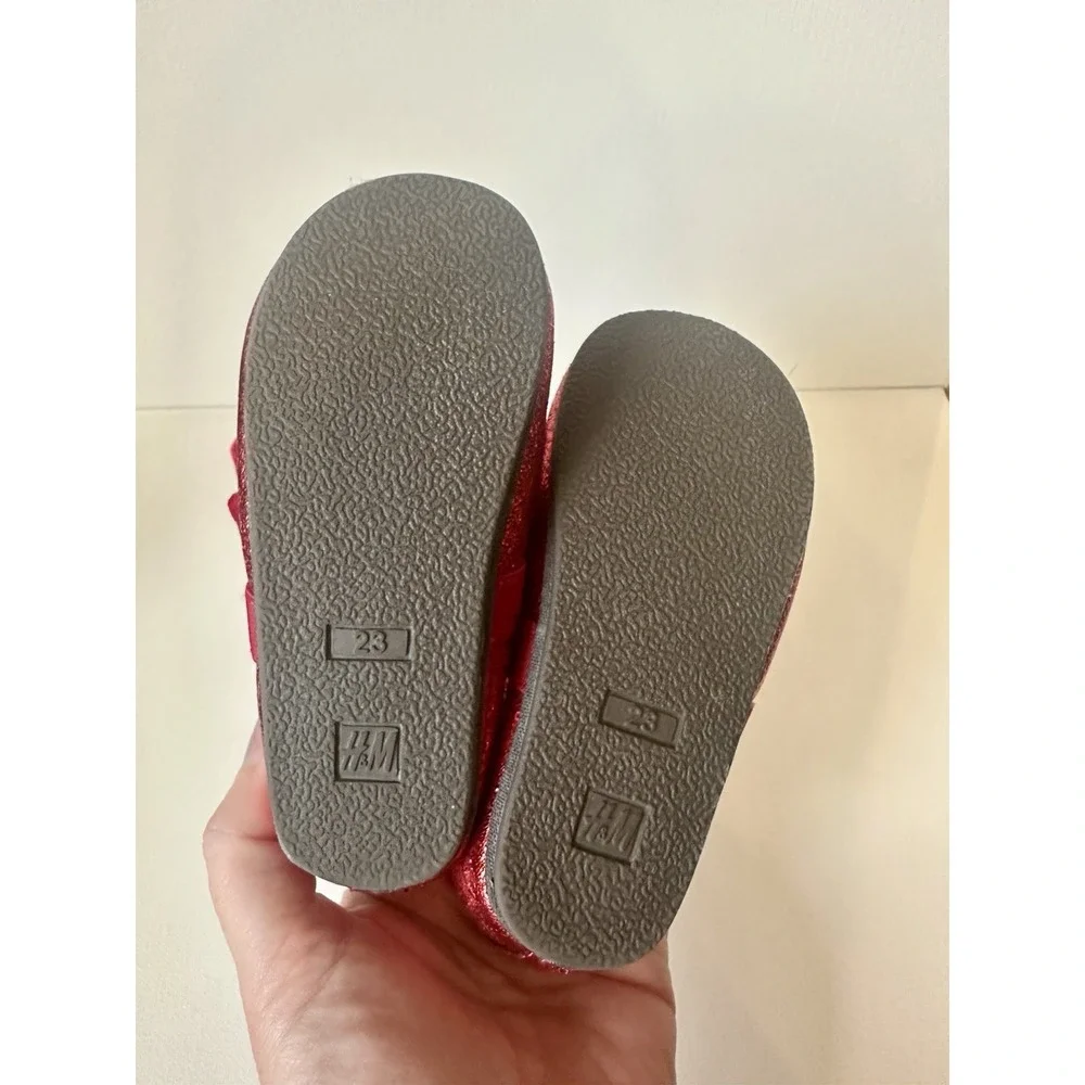 H&M Toddler Girls Red Shimmery Flat‎ Shoes With Bow Red Size US 7