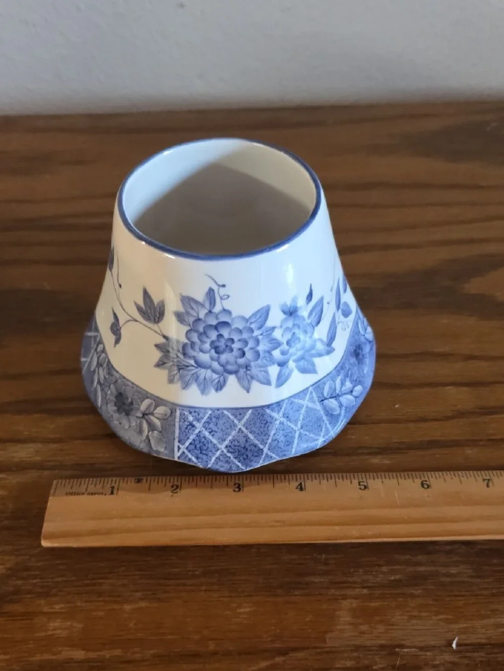 Home Interiors Decorative Blue Floral Candle Shade Tote 15