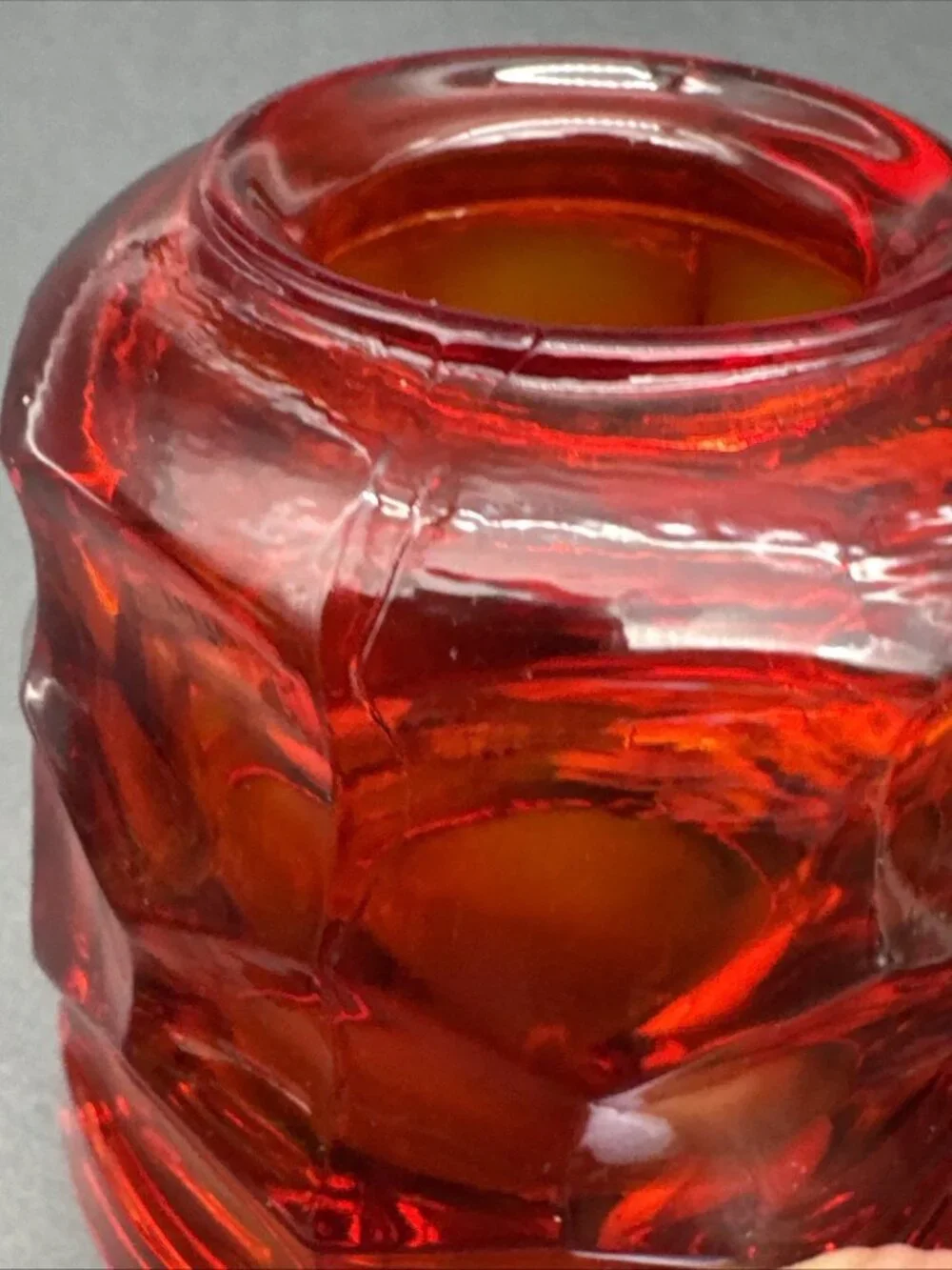 Vintage Viking Glass Georgian Honeycomb Ruby Red Fairy Glimmer Lamp TOP ONLY
