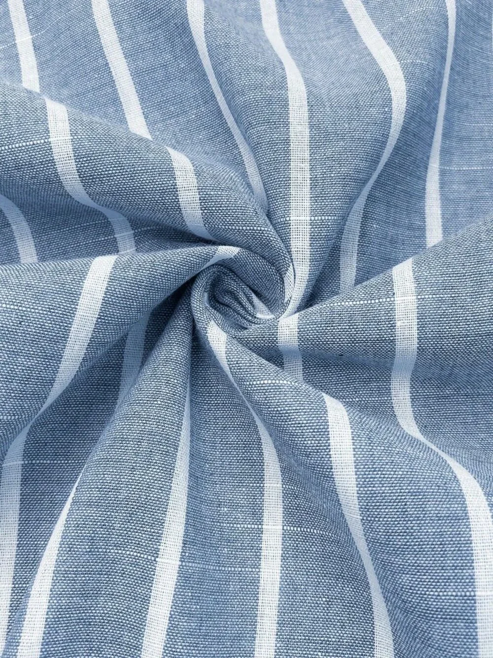 Blue And White Casual Women's Cotton Elastic Waistband Trousers