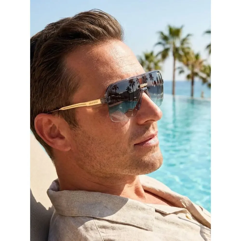 NEW!!! Carrera 1066/S KB7FQ Men's Shield Sunglasses in Brown and Gold Authentic