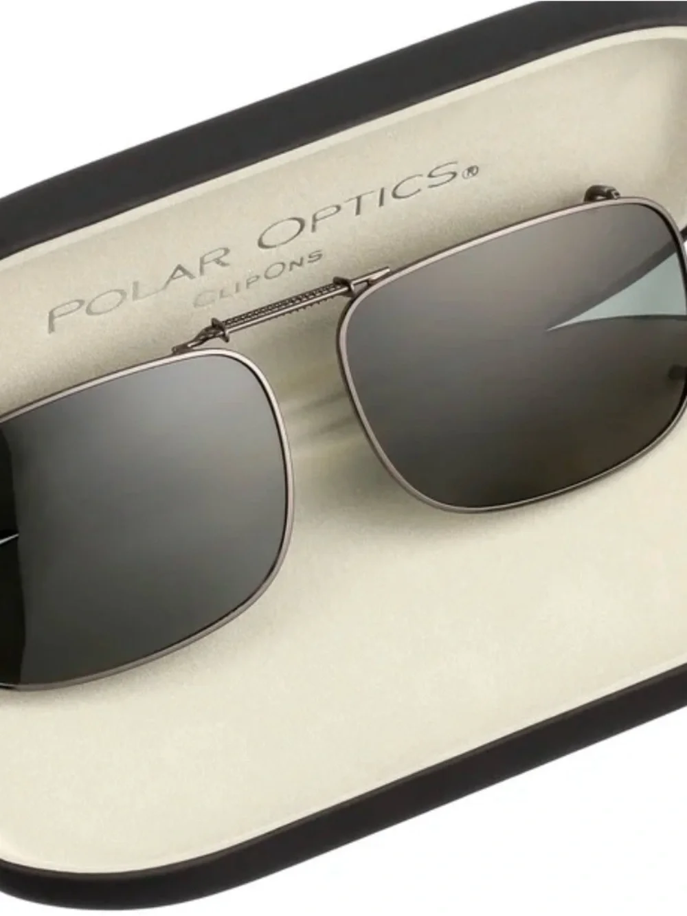 Polar Optics Premium Polarized Flipup Gray Square  Clip On Sunglasses 56 Rec 24