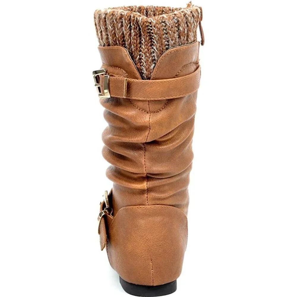 ⚡Girl's Camel Faux Fur Lined Knee High Winter Comfort Riding Boots For Toddler