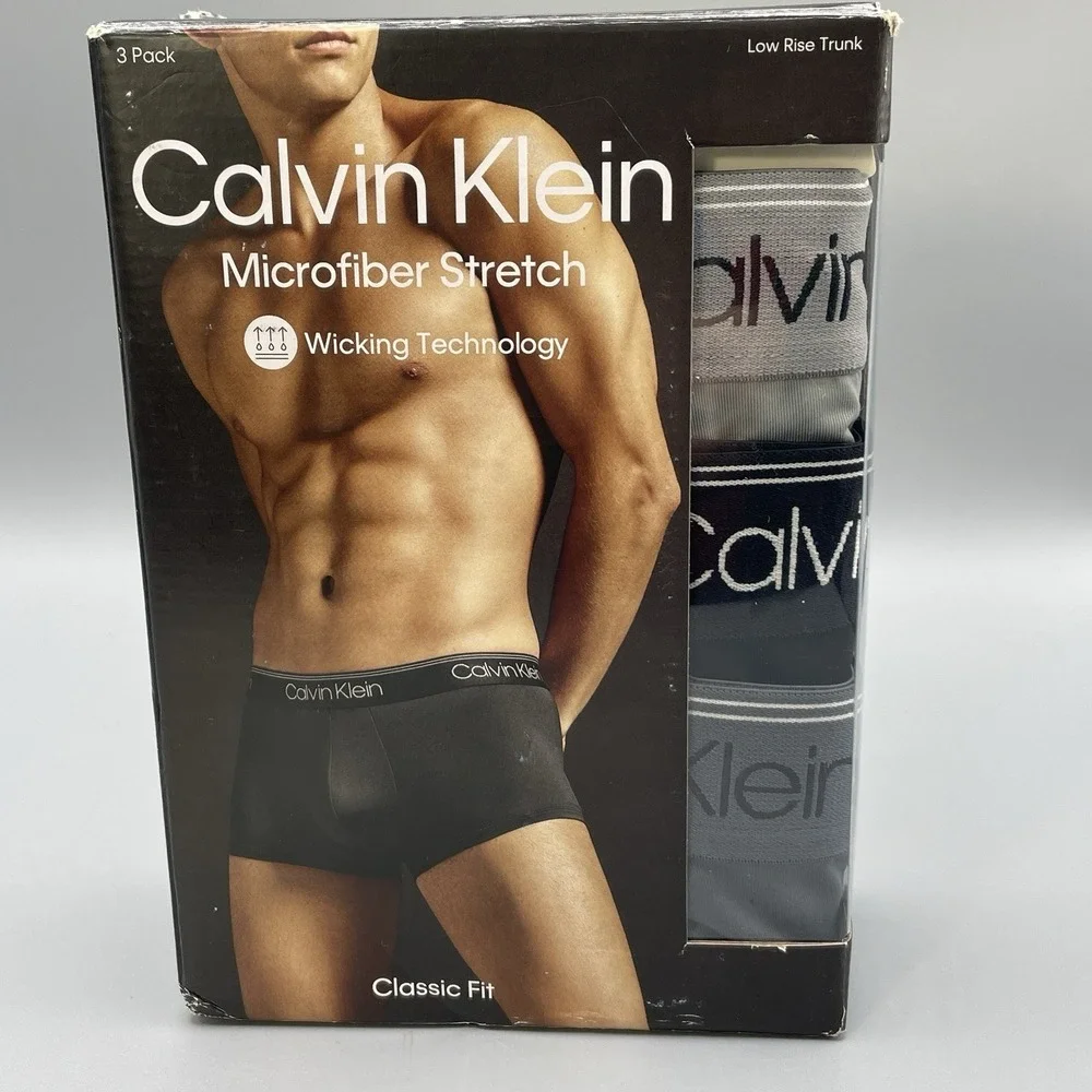 Calvin Klein‎ 3 Pack XL Classic Fit Low Rise Microfiber Stretch Boxer Briefs