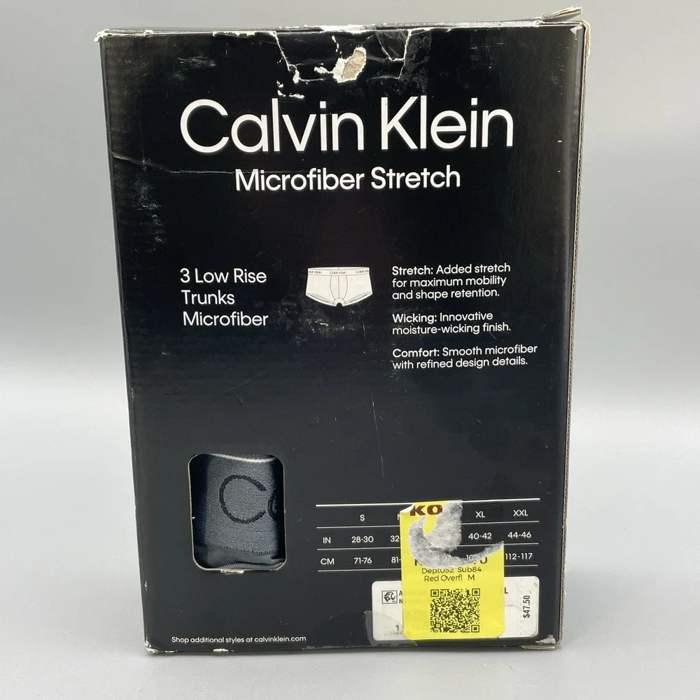 Calvin Klein‎ 3 Pack XL Classic Fit Low Rise Microfiber Stretch Boxer Briefs