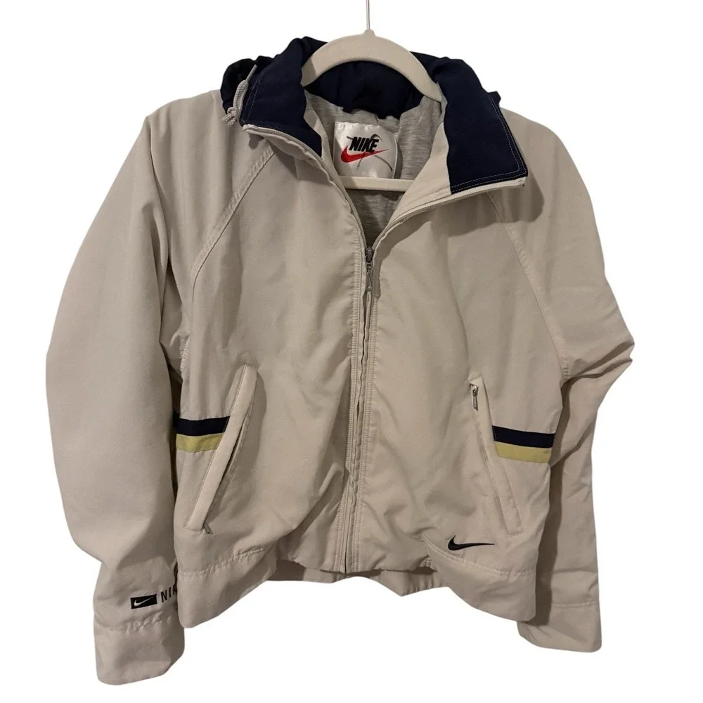 Nike F8 FGE Vintage Women's 90's Full Zip Track Hooded Windrunner Jacket Cream