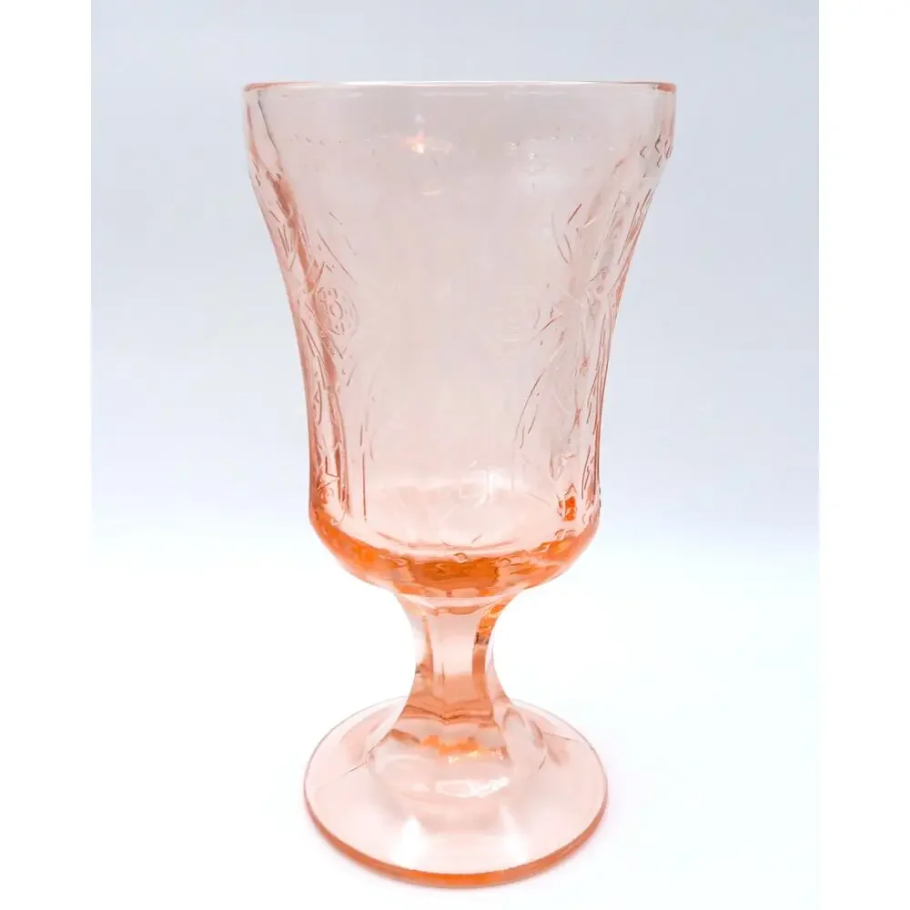 Vintage Indiana Glass Pink Recollection Madrid Goblets Set of 4 Water Glasses