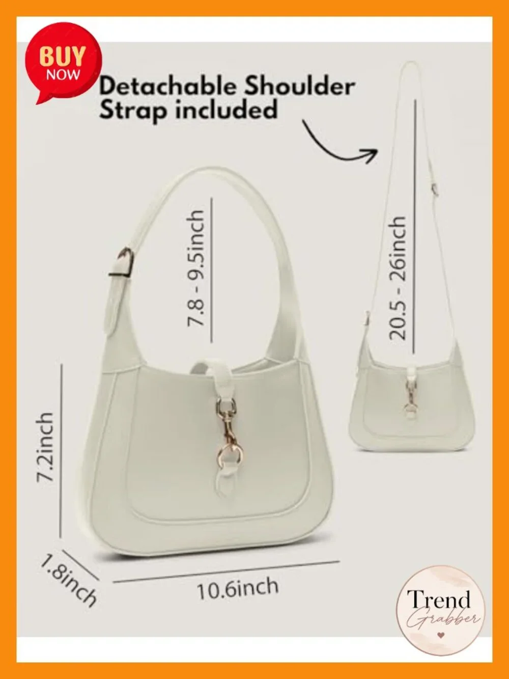 Women's Vegan Leather Hobo Shoulder Bag 2in1 Crossbody Adjustable Strap