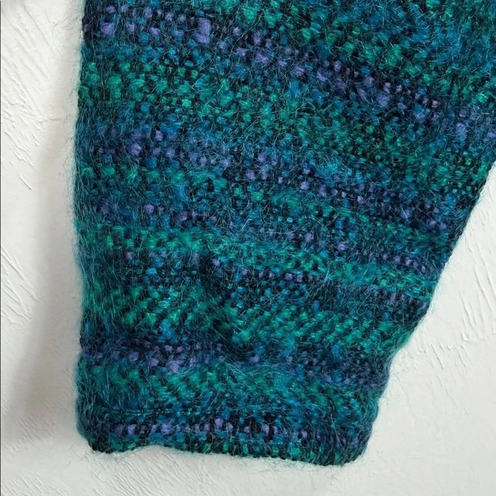 Vintage Dominique Maranda Wool Mohair Sweater Jacket Blue Green Size L