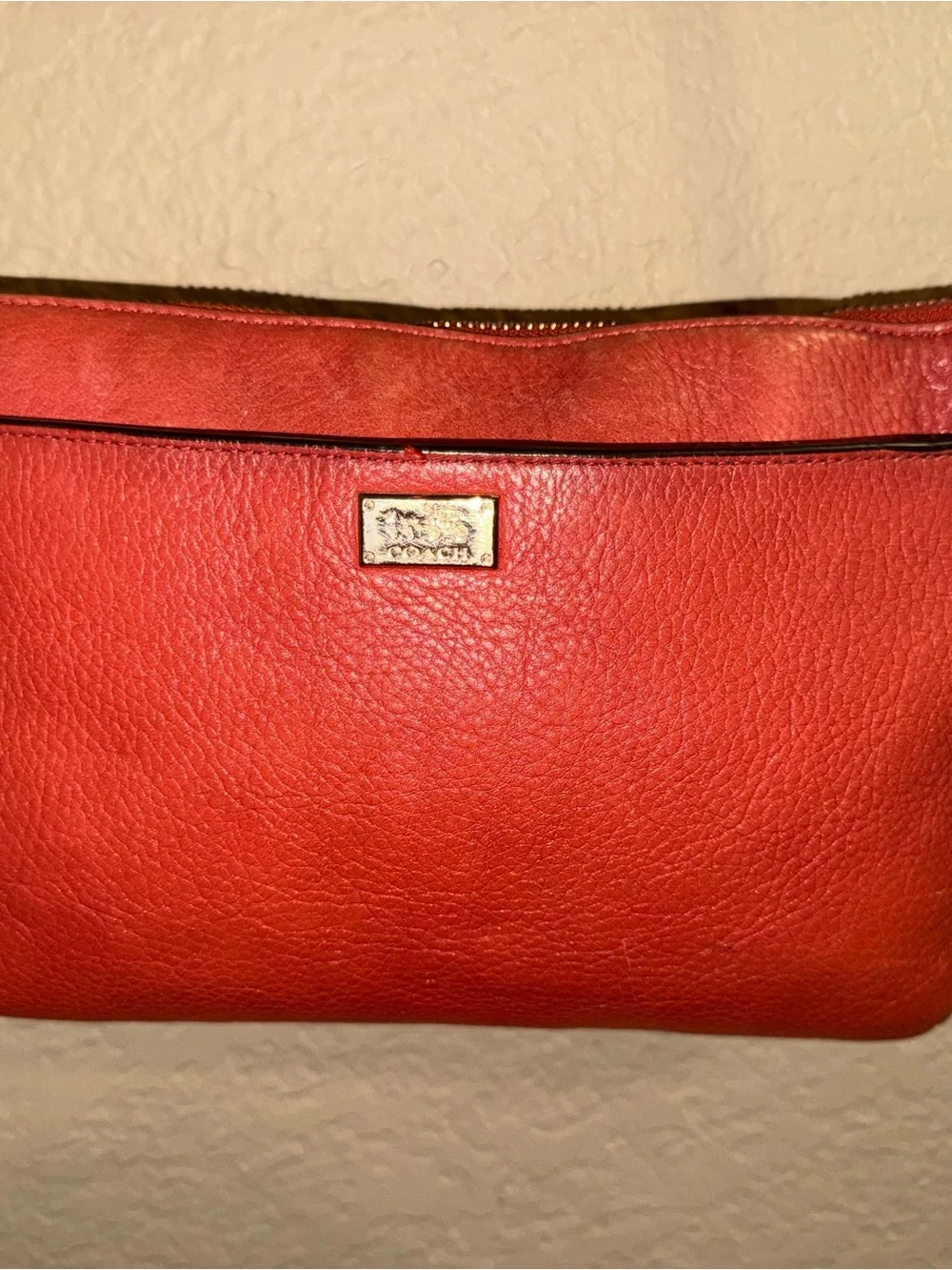 Coach Rust Leather Crossbody Bag with Adjustable Strap