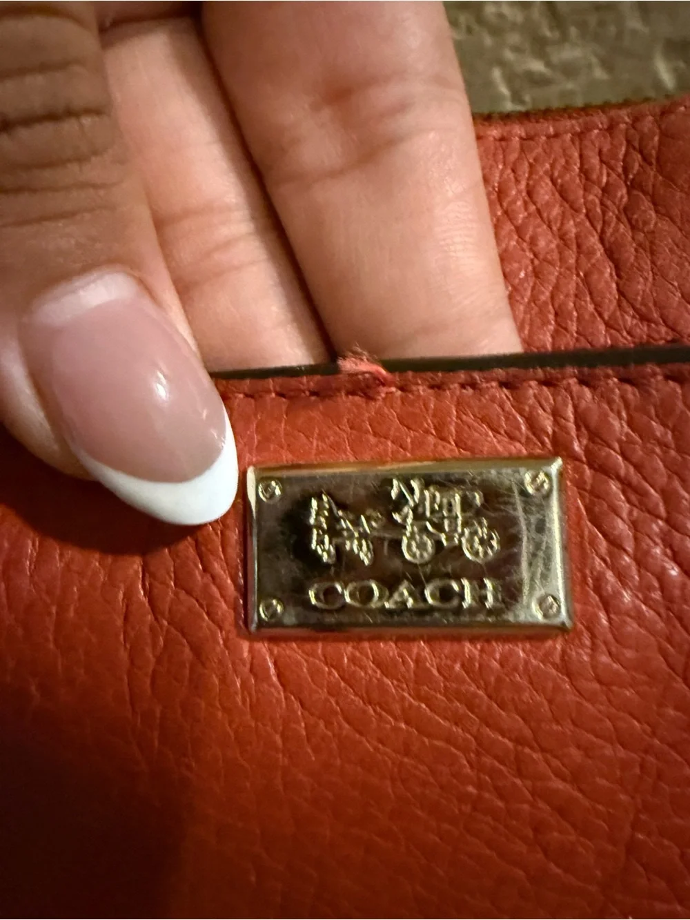 Coach Rust Leather Crossbody Bag with Adjustable Strap