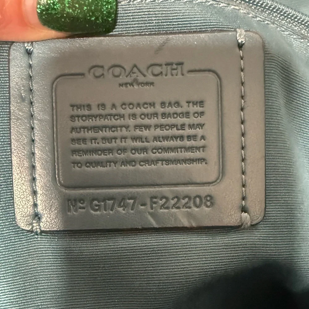 Coach Ava Chain Tote – Metallic Teal Pebble Leather