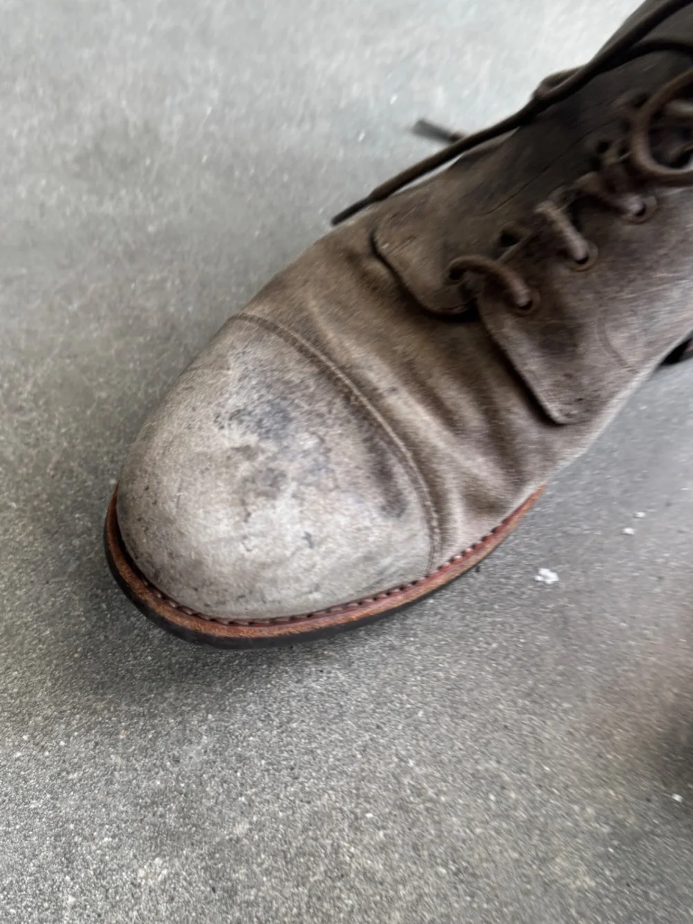 Gray Suede Taft Boots, Size 8 — as-is, broken lace