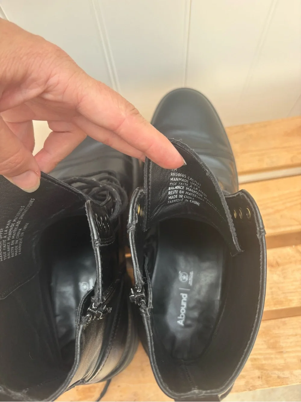 Men's Black balance Leather Lace-Up Combat Boots