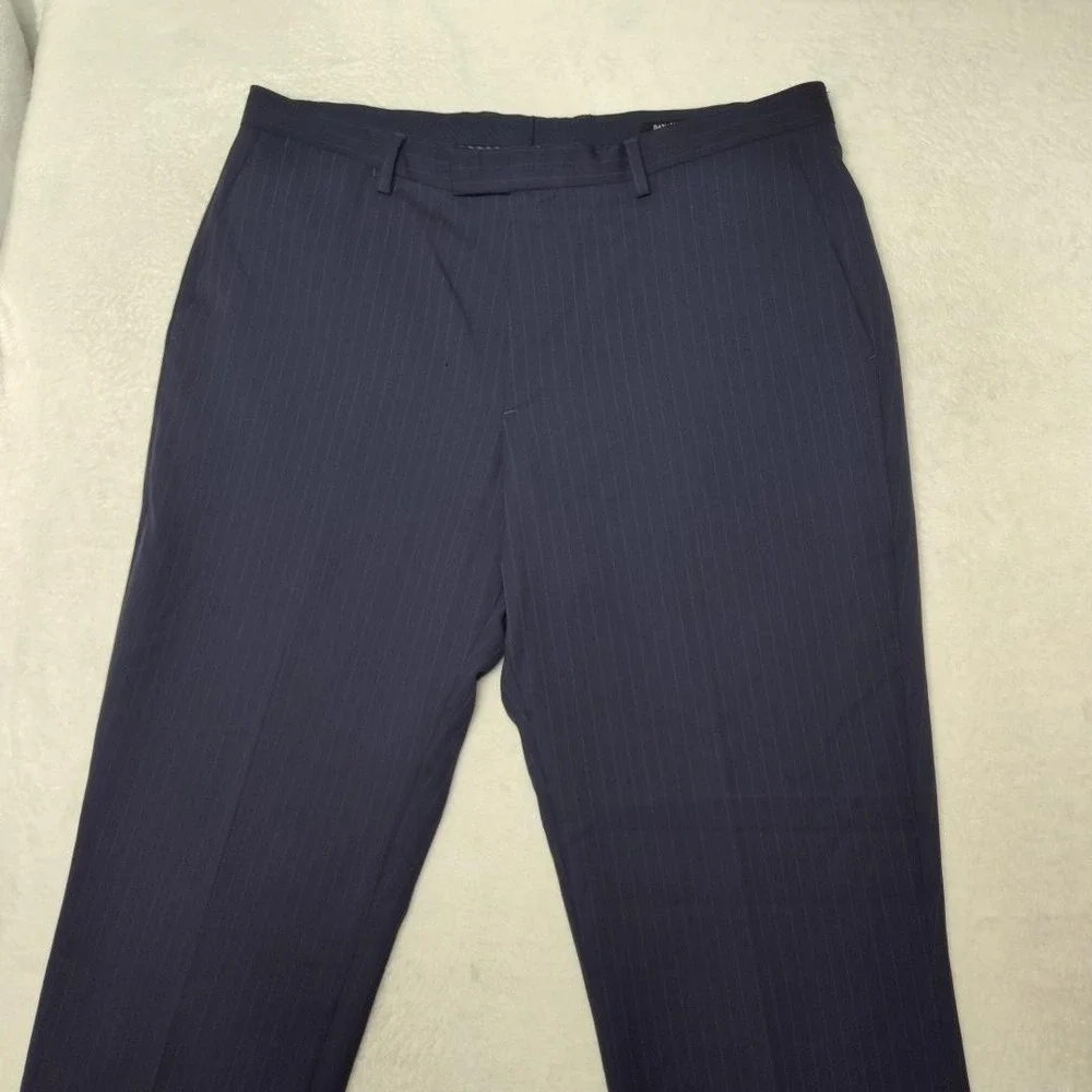 Banana Republic Pants Men 34x32 Blue Striped Marzotto 130s Wool Dress Slack HOLE