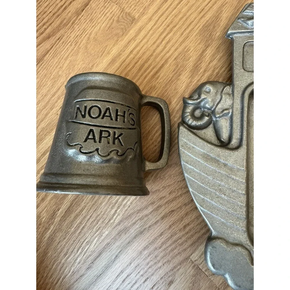 Pewter Noah’s Ark‎ Mug & Plate Childs Set York Metal 1977