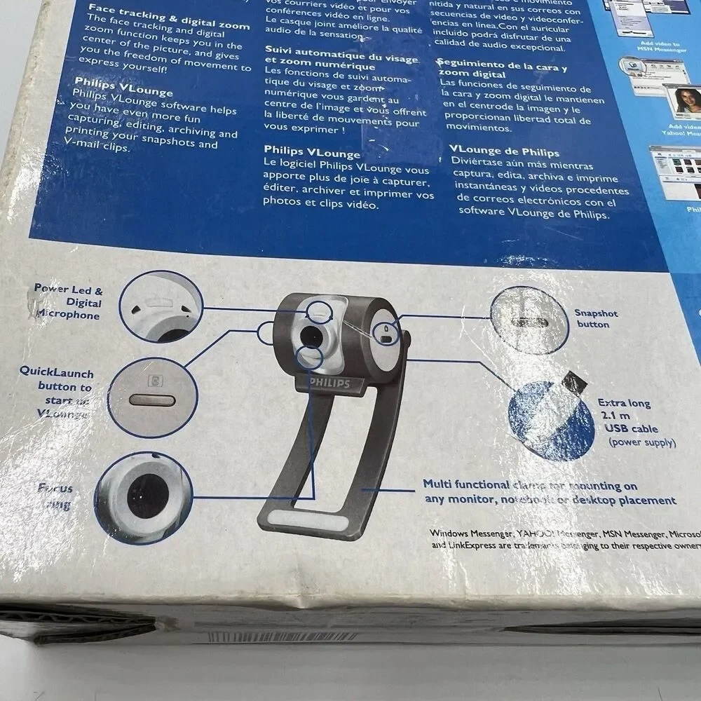 Philips SPC700NC USB Webcam New Sealed NOS Vintage PC Camera w/ Headset Mic