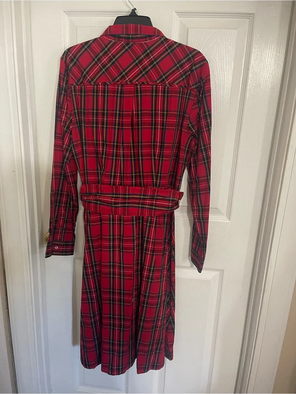 J. Crew Red and Black Plaid Long Sleeve Shirt Dress