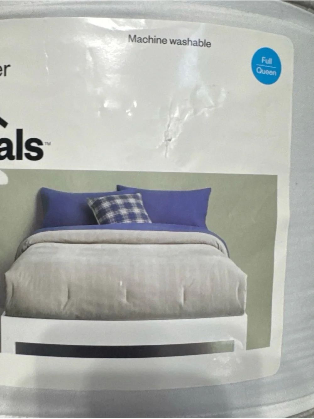 Room Essentials Full/Queen Corduroy Plaid Reversible Comforter