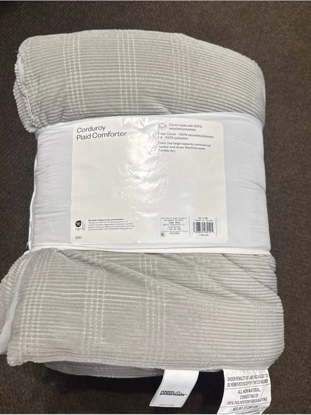 Room Essentials Full/Queen Corduroy Plaid Reversible Comforter