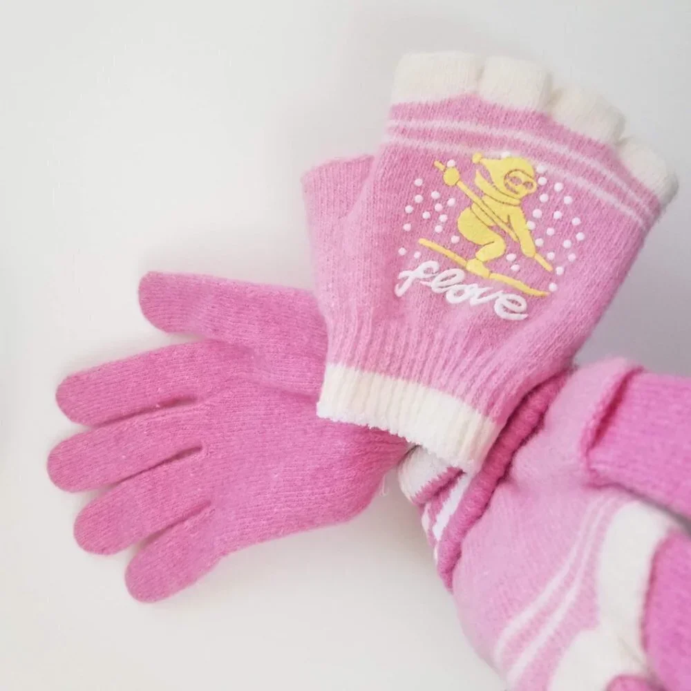 Set of 3 New Multicolor Double Layered 2 in 1 Wool Blend Cozy Warm Gloves