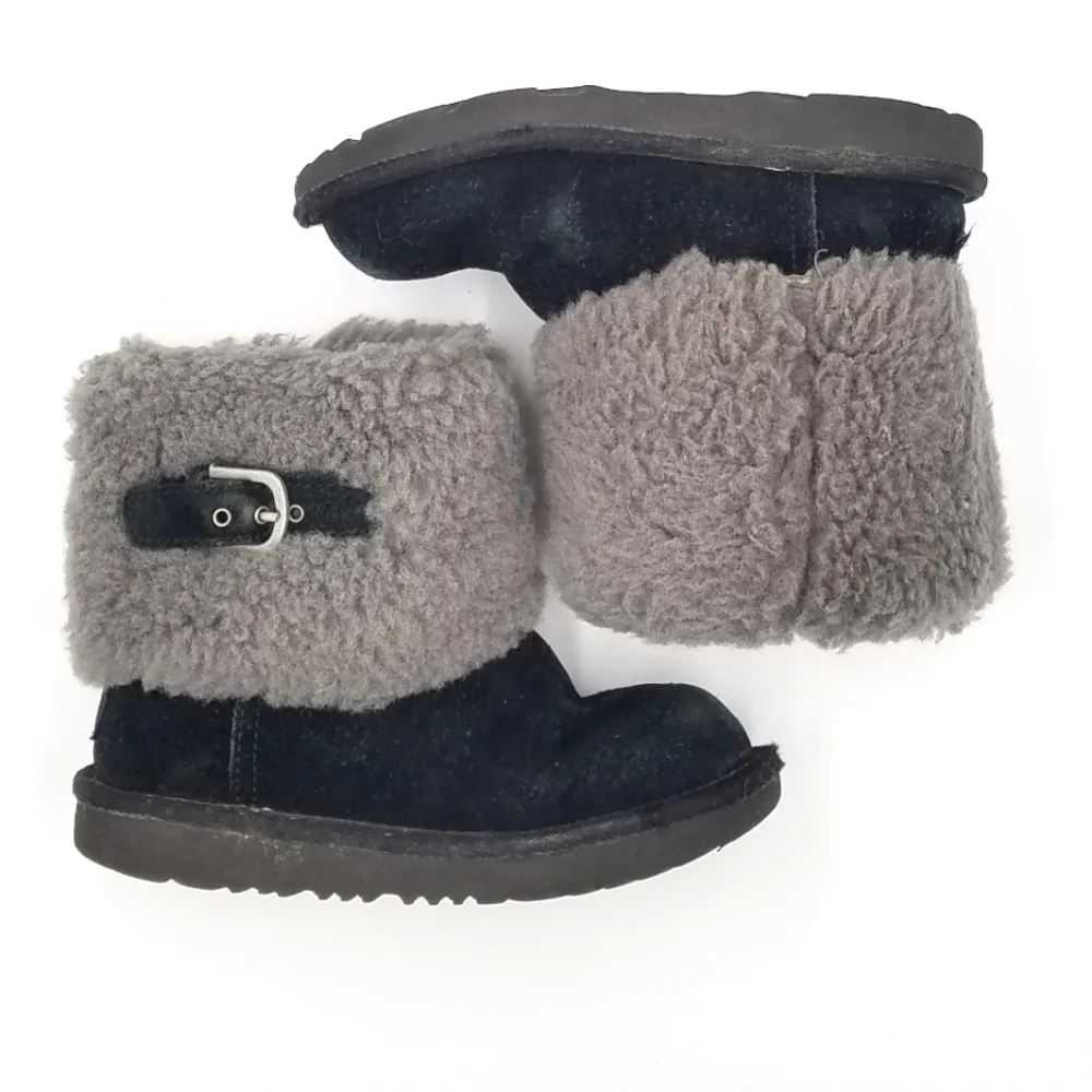 UGG Ellee Suede Fur Boots Buckle 1Y Youth