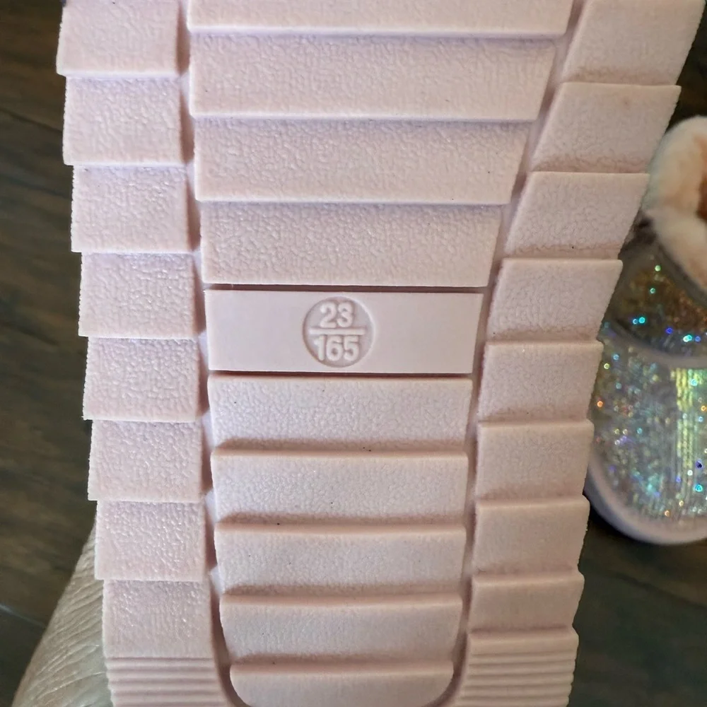 Doe A Dear Sparkly Holographic Pink Toddler Rhinestone Boots-Size 7 NWOT