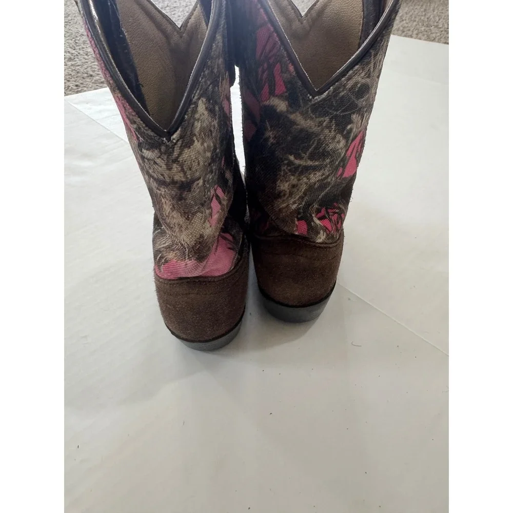 Masterson Boot Co‎ Kids Brown Suede Pink Camo Western Ranch Cowboy Boots Size 2M