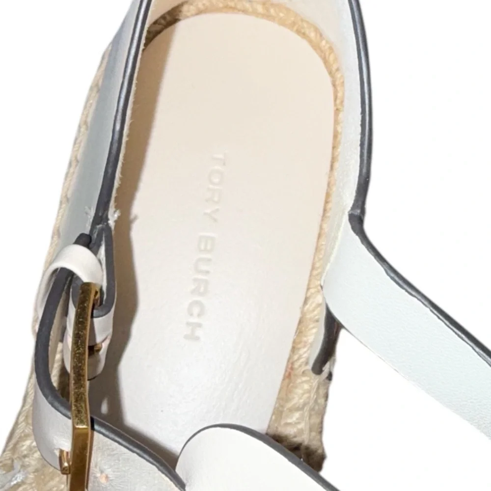 NEW Tory Burch Fisherman Platform Espadrilles Ivory Off White size10 NO BOX