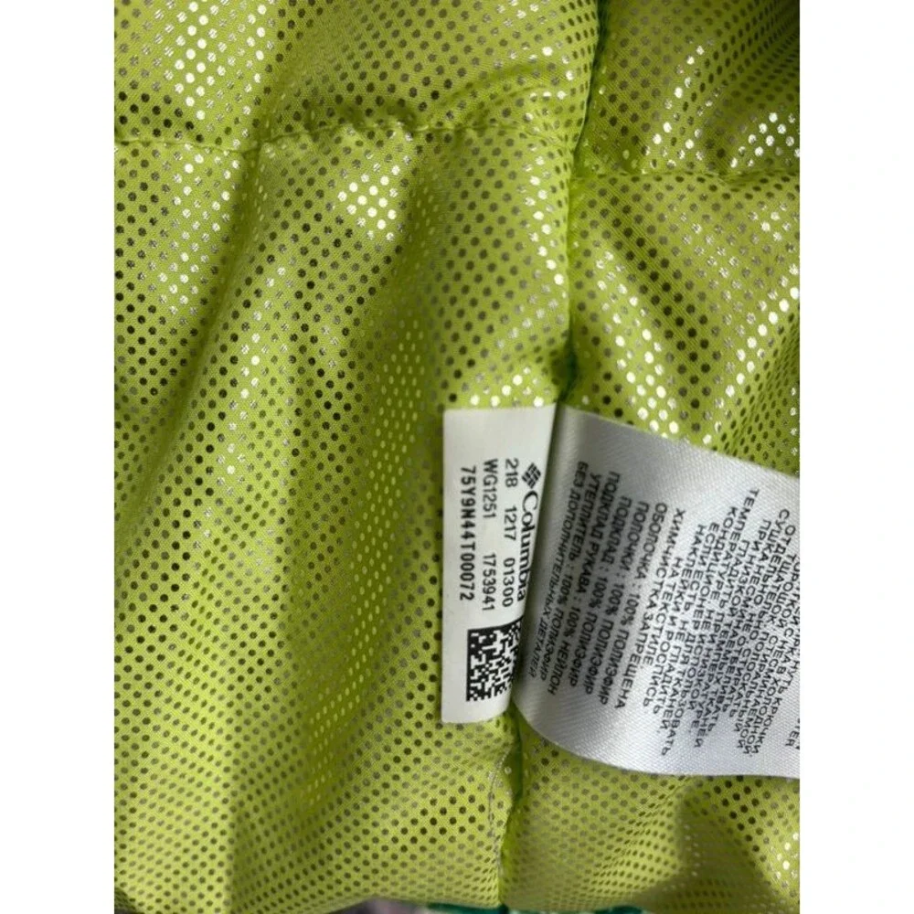 Columbia Girls Size L 14/16 Hooded Jacket Green Blue Geometric Print
