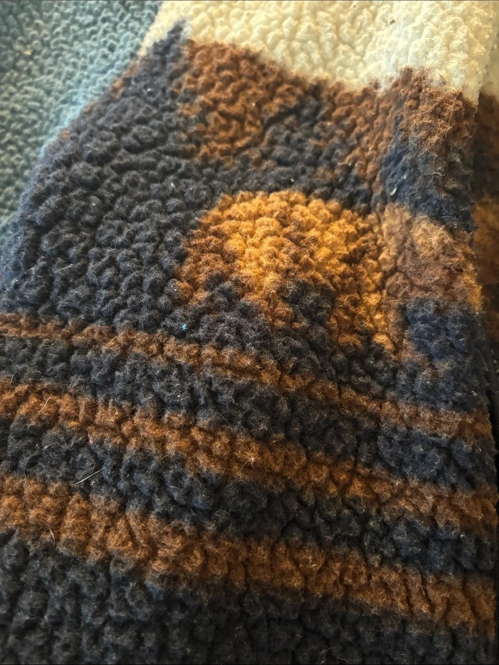 Old Navy Kids Blue & Brown Sherpa Zip Jacket with Bear Design