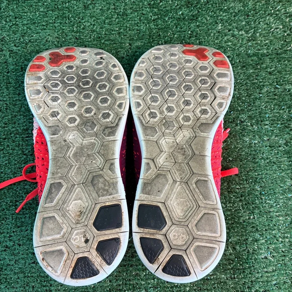 Nike Free Flyknit 4.0 Lightweight Breathable Running Shoes Red Purple Womens 10