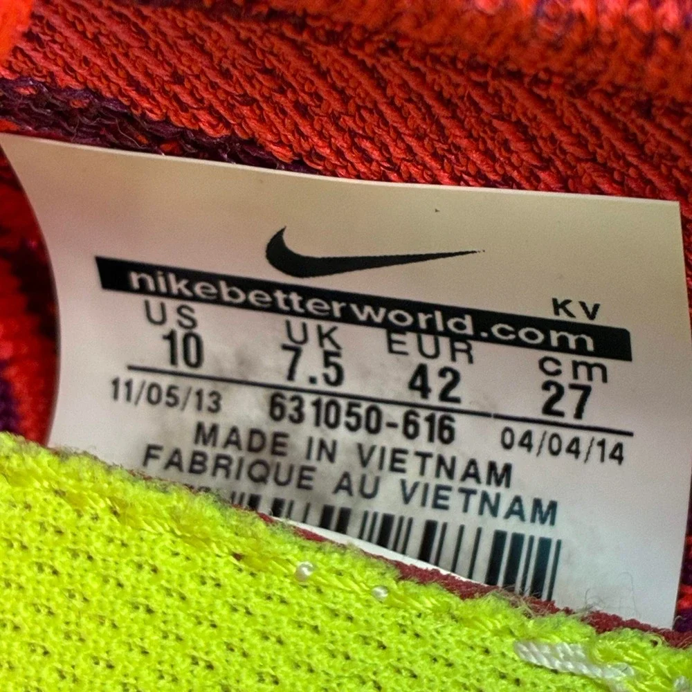 Nike Free Flyknit 4.0 Lightweight Breathable Running Shoes Red Purple Womens 10