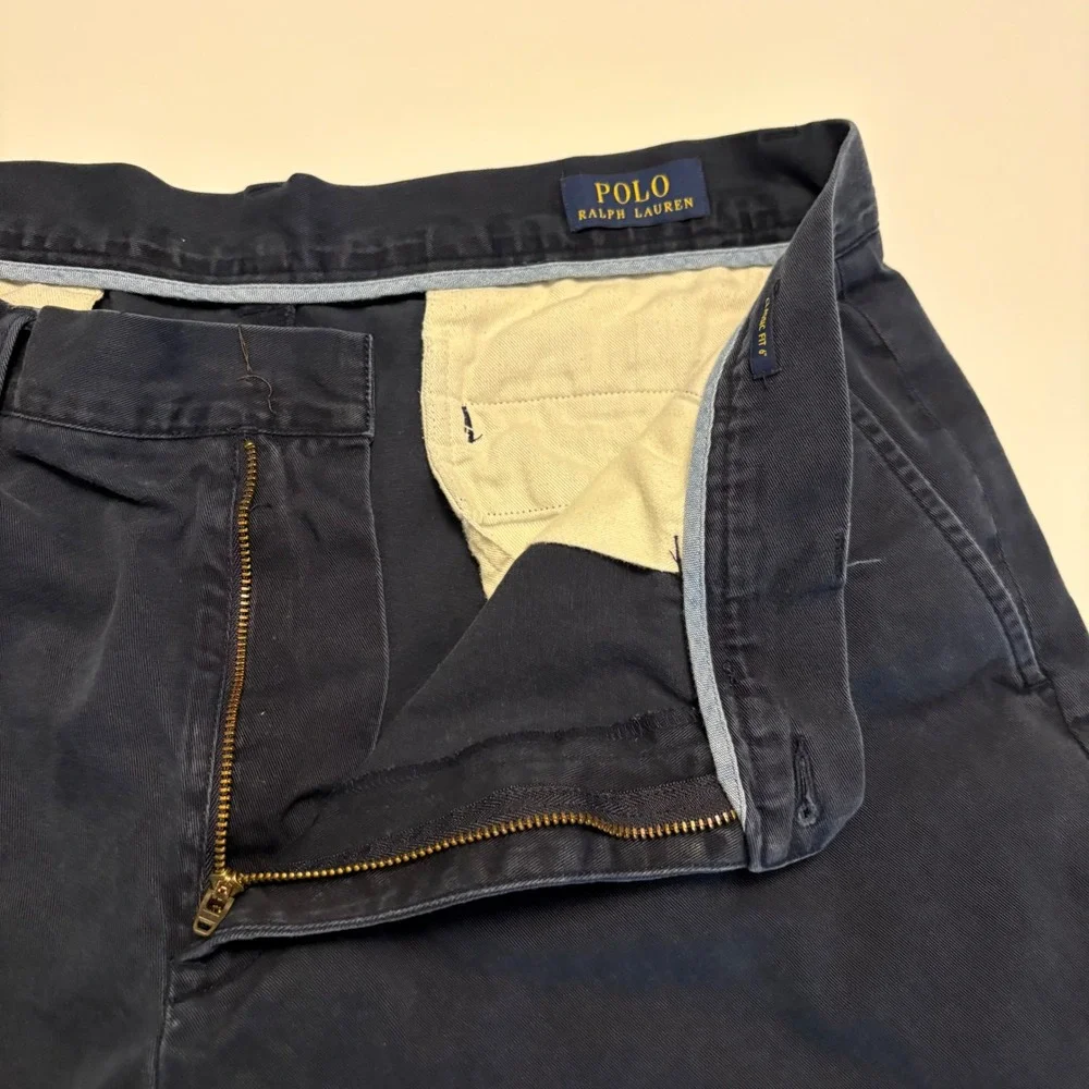 Polo Ralph Lauren Chino Shorts Mens 35 Navy Blue Classic Fit 6