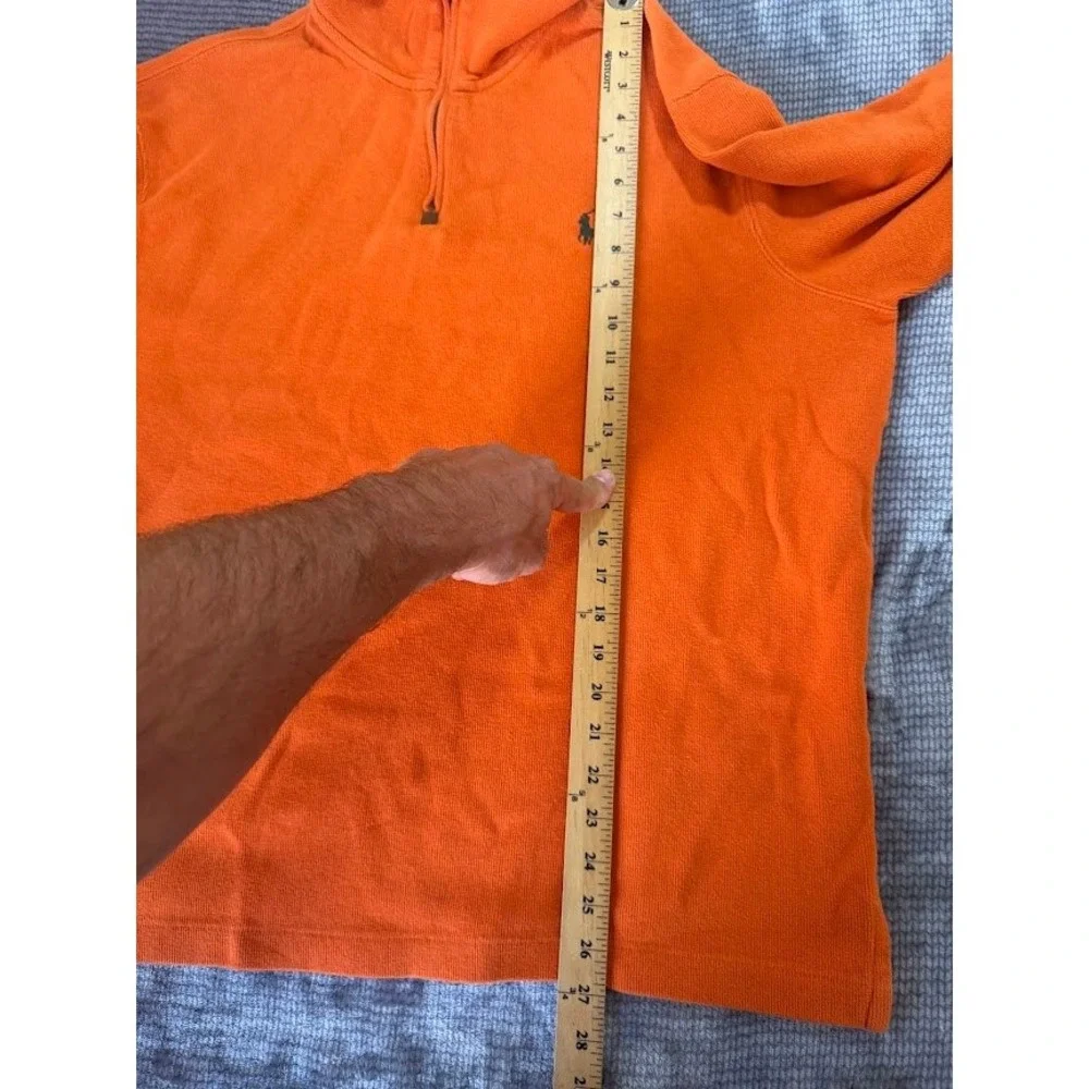 Polo Ralph Lauren Mens XXL Orange Quarter‎ Zip Pullover Cotton Sweater Pony Logo