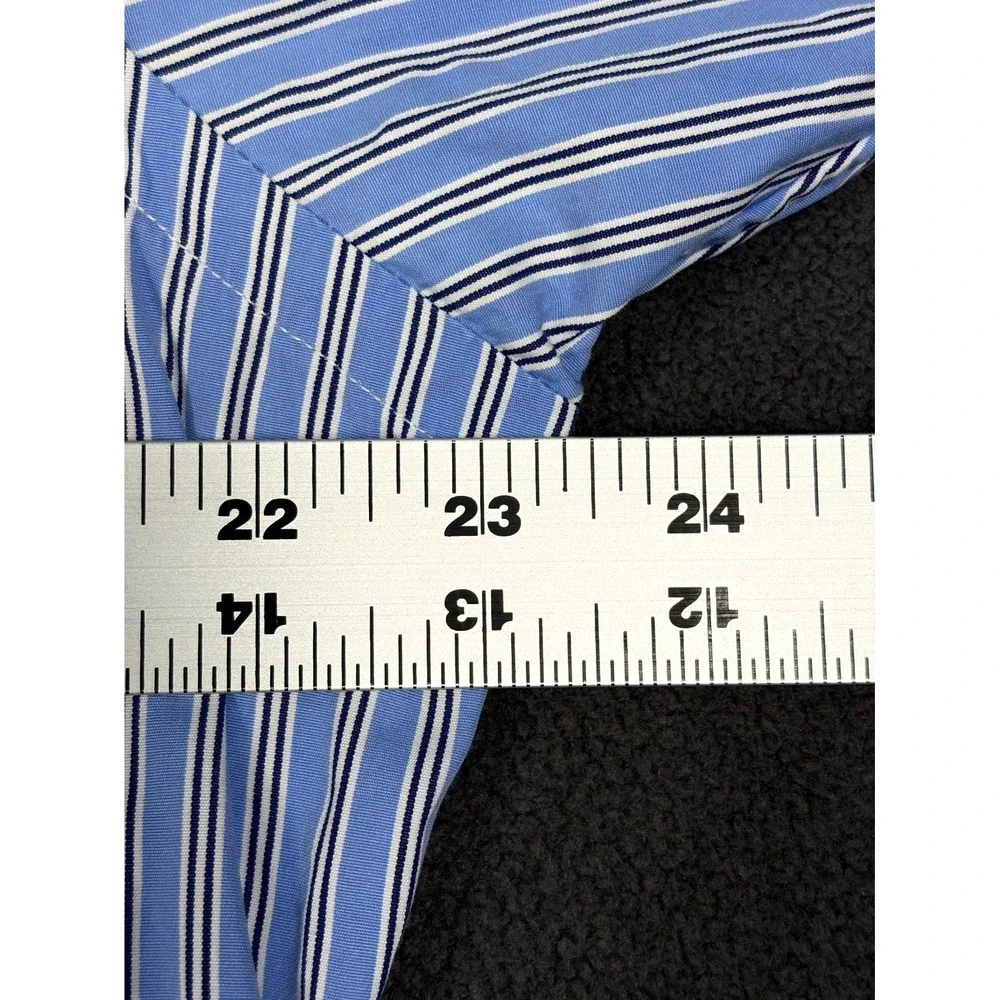 Polo By Ralph Lauren Dress Shirt Mens 16.5 Blue White Striped Regent Custom Fit