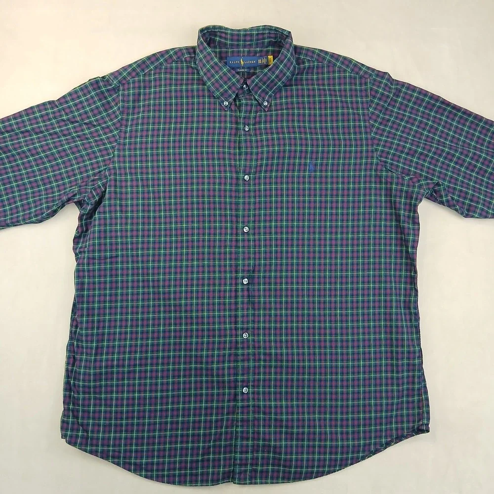 Polo Ralph Lauren XXL Mens‎ Shirt Plaid Black WatchLong Sleeve 26x30