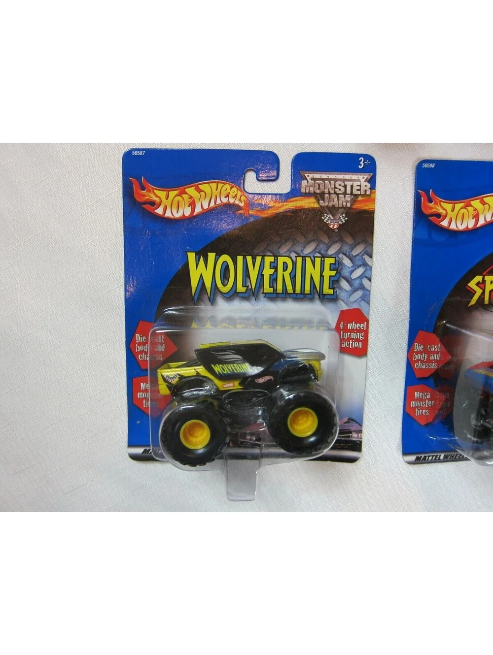 Lot of 3 Vintage Hot Wheels Monster Jam Wolverine, Spider-Man & He-Man 1:64 NEW
