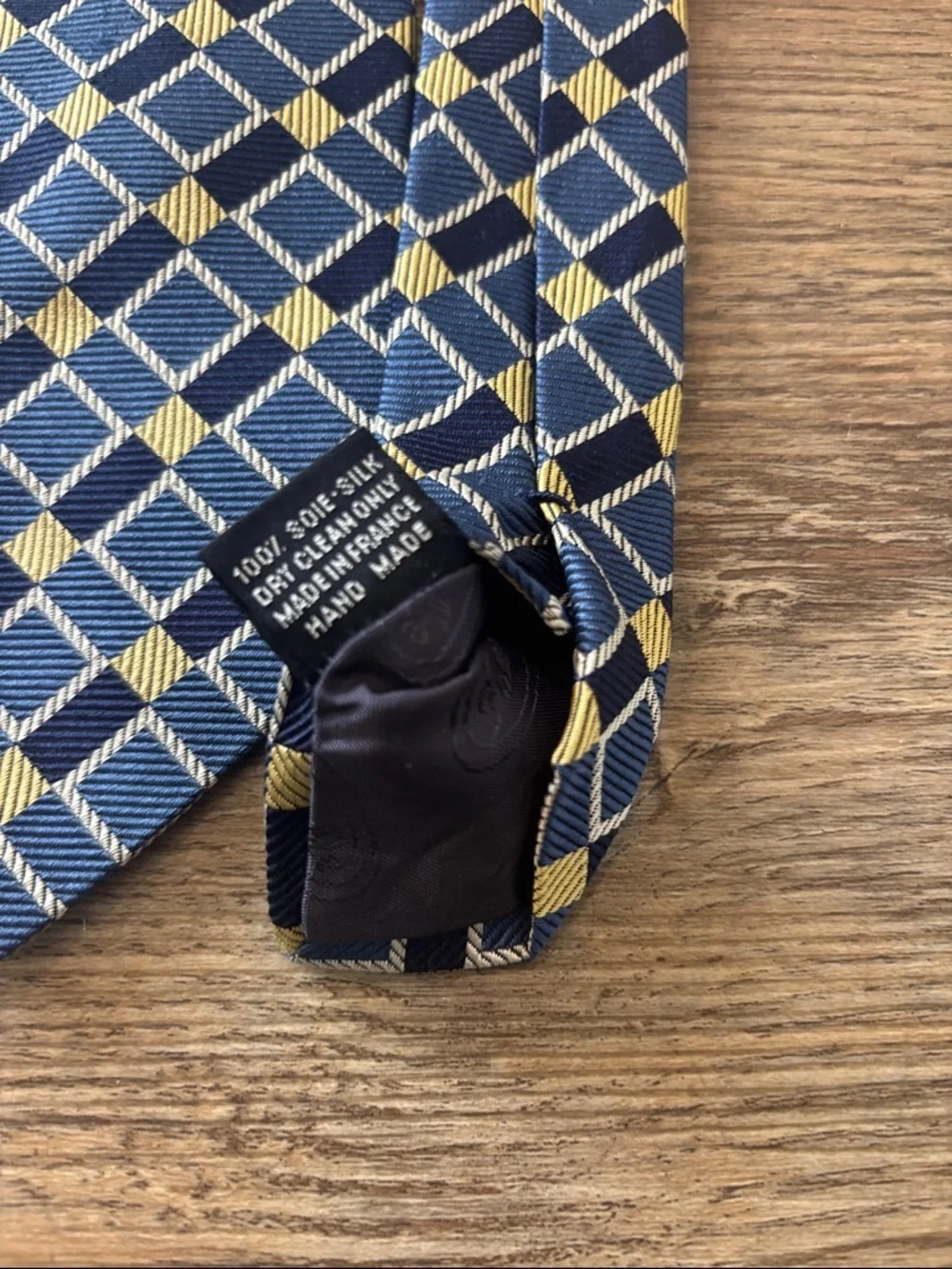 Faconnable Classic Blue Geometric Men's Tie 100% Silk Hand Made