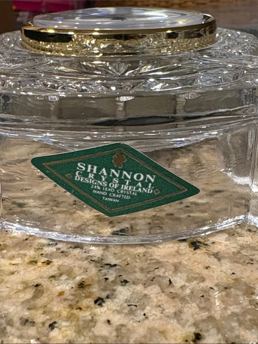 Shannon Clear Crystal Mantel Clock with Gold Accent