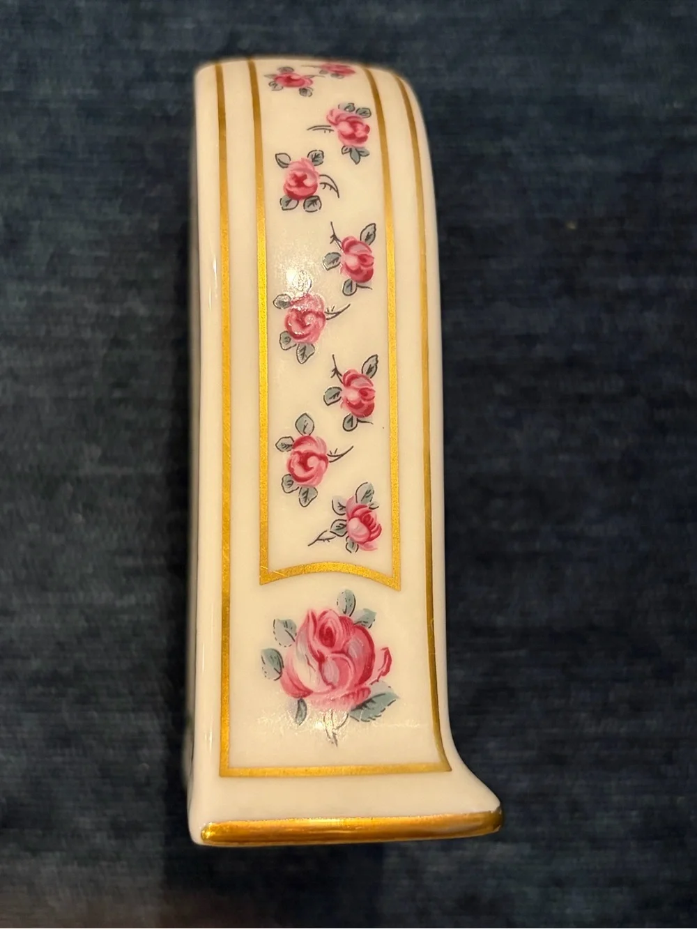 Haviland Limoges Floral Porcelain Desk Clock - Cream with Pink Roses Louvecienne