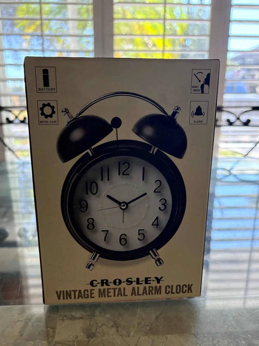 Crosley Black Twin Bell Alarm Clock with White Face