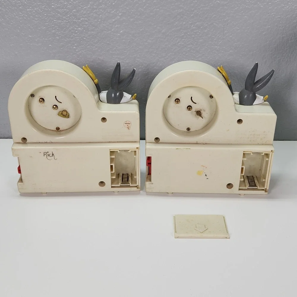 2 Janex Bugs Bunny 1974 Talking Wind Up Alarm Clock for Parts/Repair Warner Bros
