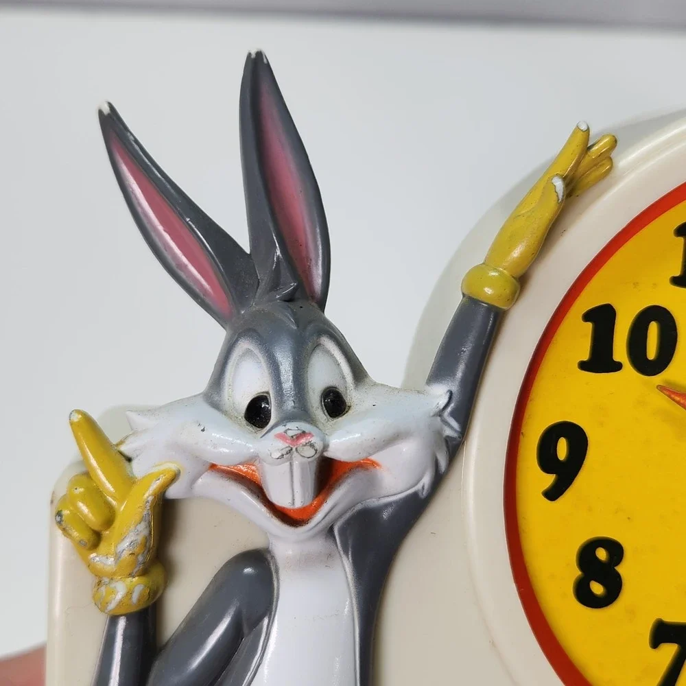 2 Janex Bugs Bunny 1974 Talking Wind Up Alarm Clock for Parts/Repair Warner Bros